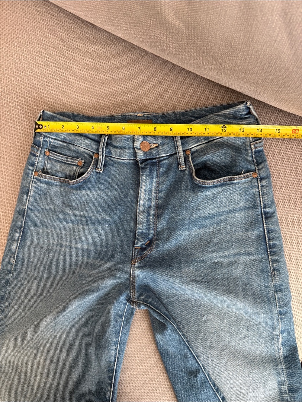 MOTHER Blue High-Rise Wide Leg Flare Jeans - Picture 9 of 14